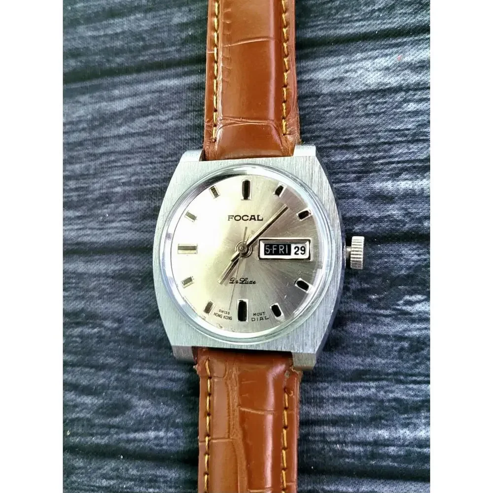 Very Rare‎ Vintage Focal Swiss Mvmt Mechanical Watch Day Date